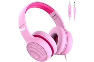 gorsun Premium A66 Kids Headphones with 85dB/94dB Volume Limited, in-line HD Mic, Audio Sharing, Foldable Toddler Headphones, Adjustable, Children Headphones Over-Ear for School Travel, Pink