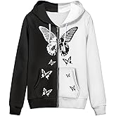 ELEDIZI Thin Oversized Zip Up Hoodie with Pockets Women Lightweight Sweater Graphic Sweatshirts for Women Size XS-5XL