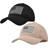XCFWin 2 Pack American Flag Baseball Cap for Men Women Low Profile US Army Tactical Operator Military Plain Dad Hat