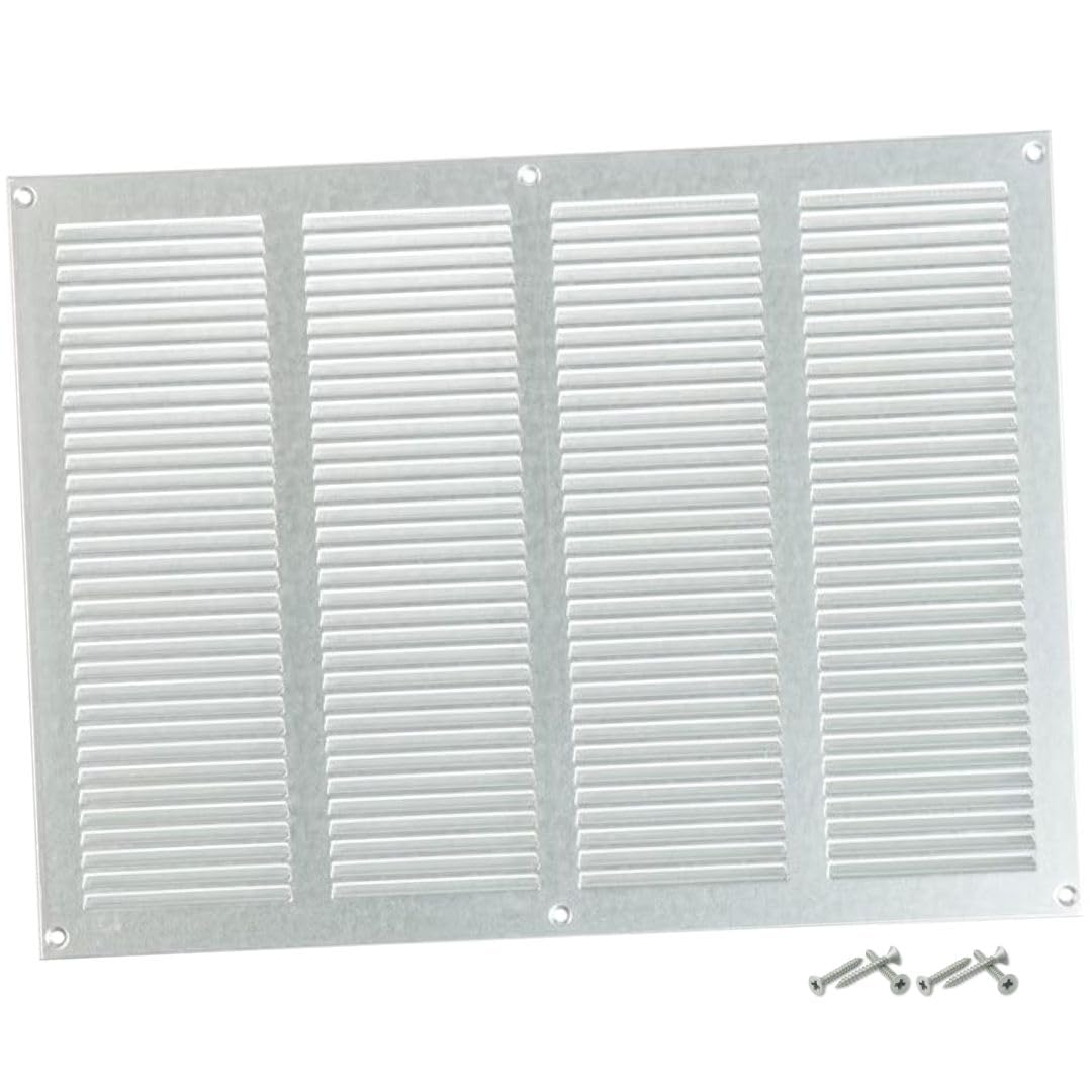 Steinberg14 Galvanised Steel 400x300mm Air Vent Cover with Insect Mesh - 16x12 inch Ventilation Grille - Air Vent Register for Walls and Ceilings - Ventilation Cover for Outdoor and Indoor