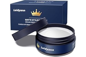 Leidyann Hair Clay for Men, Strong Hold Matte Finish Natural Hair Cream & Pomade, All-Day Hair Styling Paste for Men, Non-Greasy, Made with Natural Ingredients, Perfect for Textured & Thick Hair
