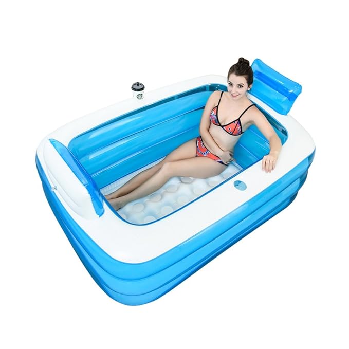 QINGTAOSHOP Aufblasbares Schwimmbecken PVC rechteckiges Hauptplanschbecken Transparentes Blau 59.1 * 41.3 * 19.7 Zoll (Color 