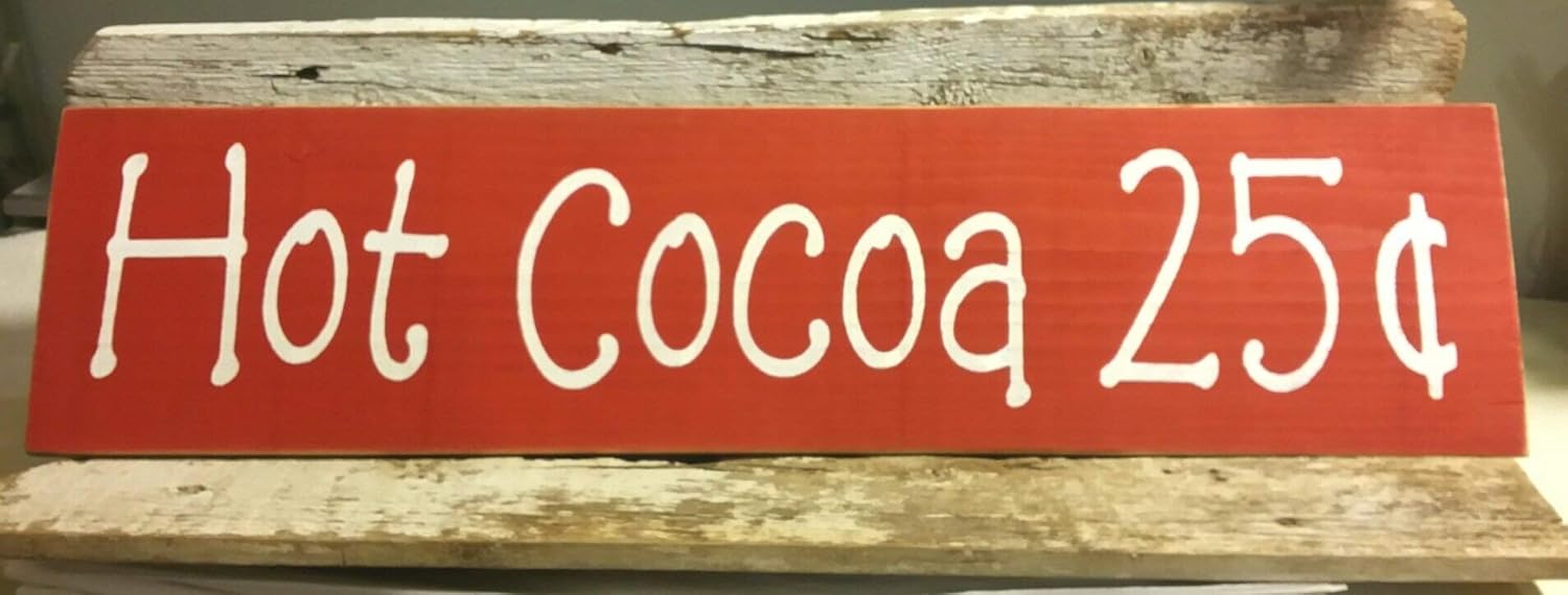 Amazon Com Hot Cocoa 25 Cents Primitive Wood Fence Board Sign Red Wood Sign Handmade