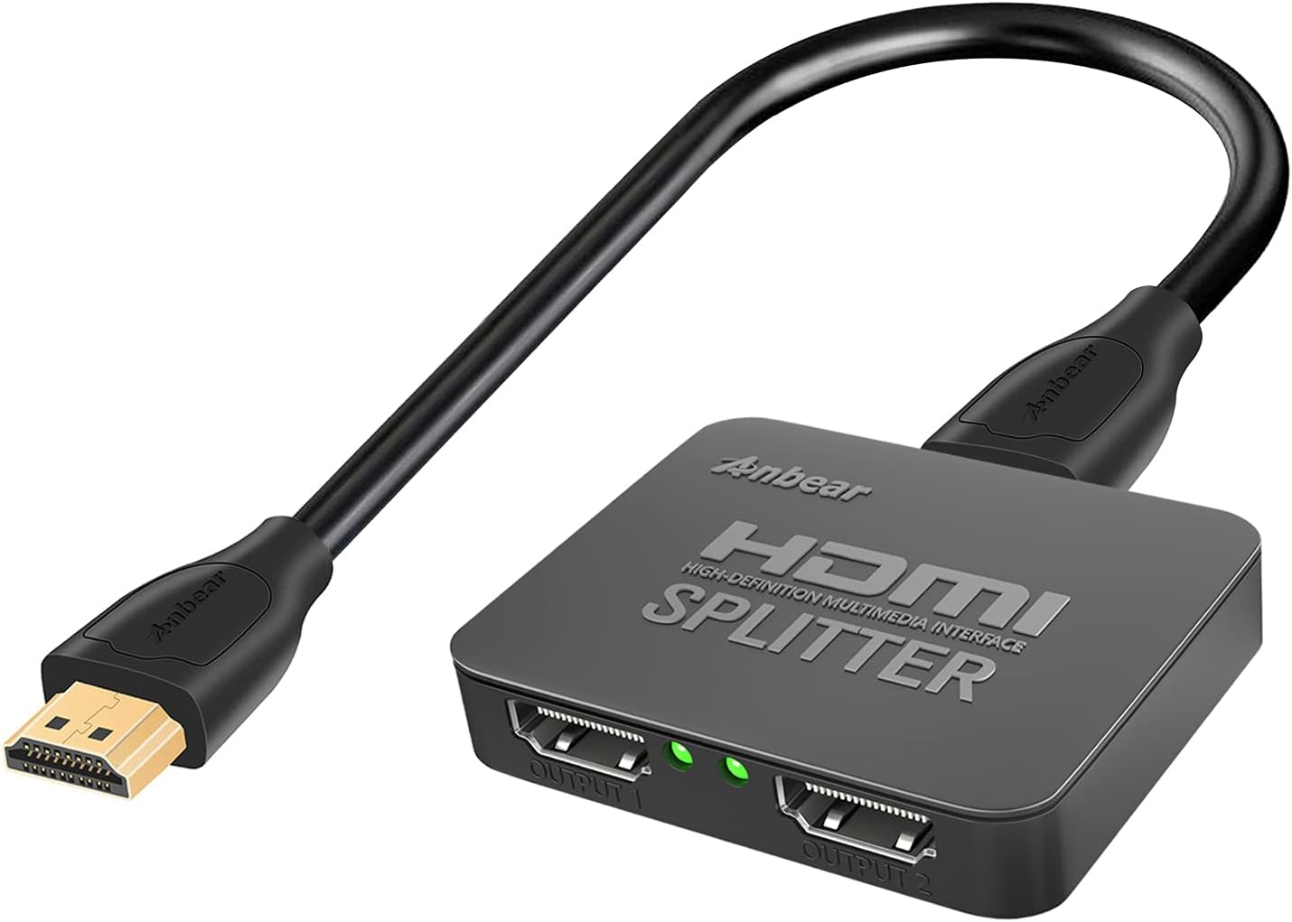 HDMI Splitter 1 in 2 Out 4K, Anbear HDMI Expand for Dual Monitors 1x2 HDMI Expand 1 to 2 Amplifier for Full HD 1080P 3D with High Speed HDMI Cable: Electronics