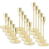 ECHFSM Gold Taper Candle Holders for Wedding Table Centerpiece,Tall Taper Candlestick Holders Bulk Set of 15,Metal Candle Stick Holder for Table or Mantel Centerpiece,Dinning,Festival,Party Home Decor