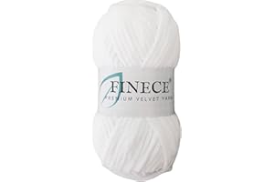 FINECE Soft Velvet Yarn Chenille Yarn for Crocheting Baby Blanket Yarn for Knitting 100 gr (132 yds) Fancy Yarn for Crochet Weaving Craft Amigurumi Yarn (1 Skein, 2010-White)