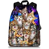 JBS-NO.1 Cute Cats Backpack for Teen Girls Boys,Canvas Dogs Animals BookBags for School (cat-4)