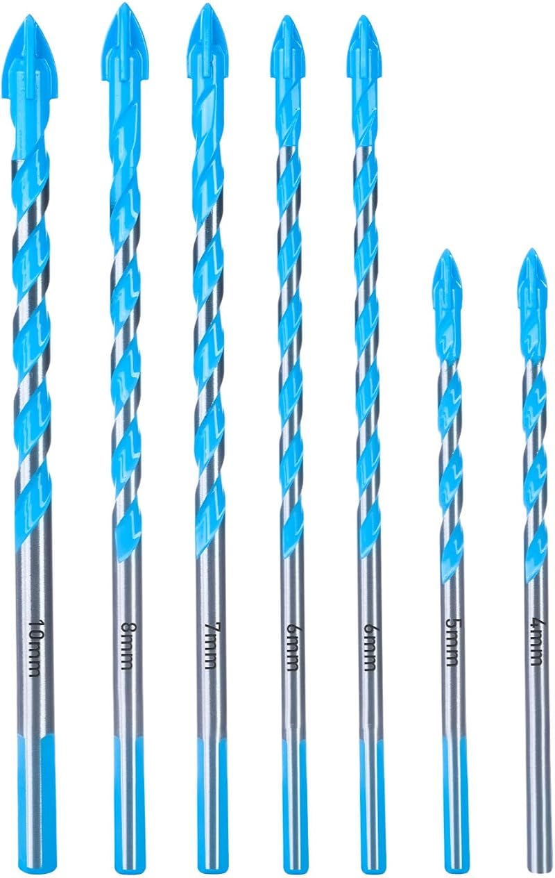 toolant Concrete Drill Bit Set 7pc Masonry Bits 4-10mm with 4 Cutting Edges