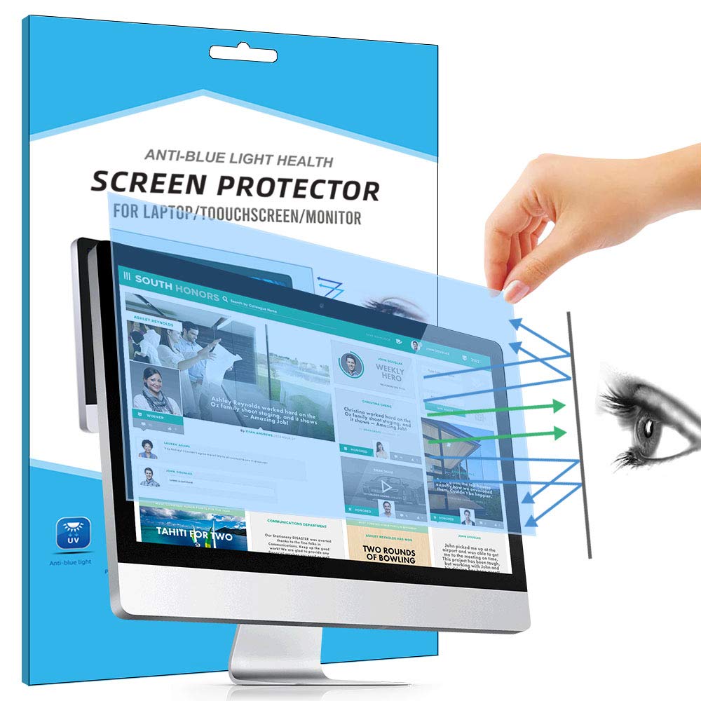 FiiMoo Removable 24 inch Laptop Anti Blue Screen Protector, Anti Glare Filter Film Eye Protection Blue Light Blocking Screen Protector for 24" Monitor Display 16:10