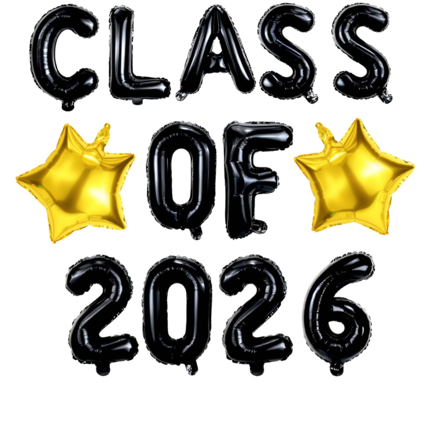 bng-bng Class of 2026 Balloons Banner,Graduation 2026 Foil Balloons 16inch,Class of 2026 Banner for 2026 Graduation Party Decorations Decorations Black Gold — image 1
