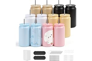 VEVOR Sublimation Tumblers, 12 Pack, 16 oz Multicolored Tumblers Bulk, Stainless Steel Sublimation Cups with Lids and Straws,