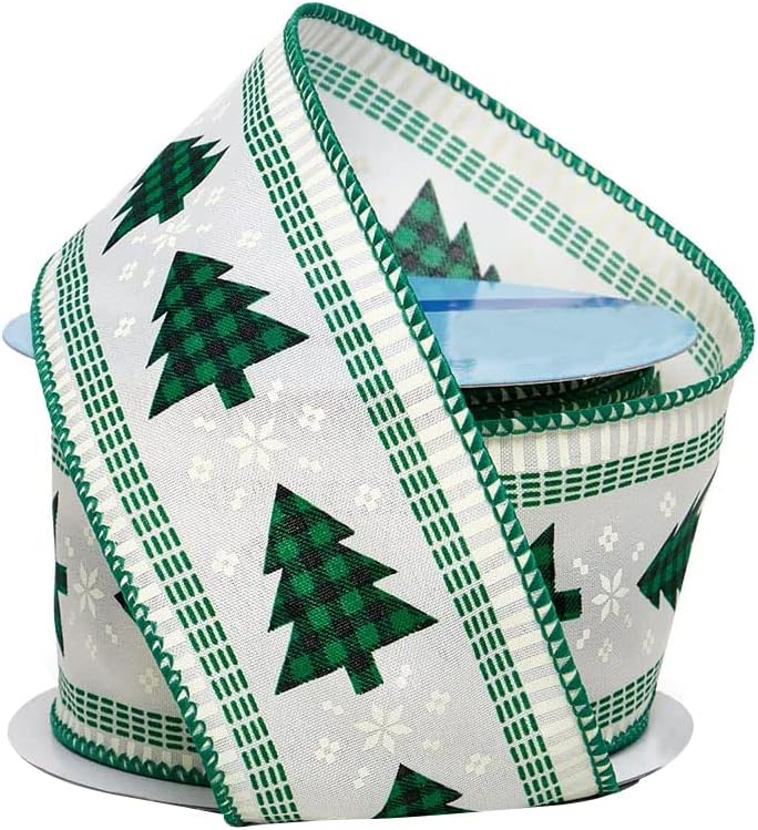 Bows & Ribbons - Buffalo Plaid Christmas Trees Ribbon - 2 1/2