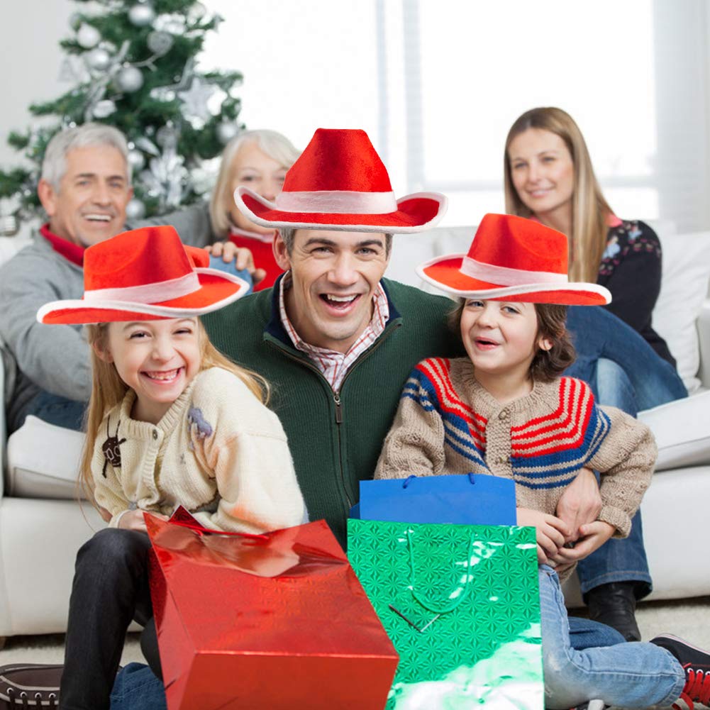 DomeStar Red Cowboy Hat, Cowgirl Hat Western Hat Jessie Hat Woody Hat Christmas Hat Santa Hat