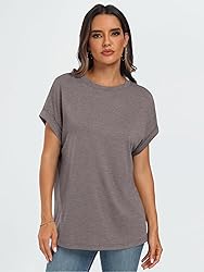AUTOMET Womens Summer Tops Oversized Short Sleeve