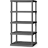 Sterilite 5 Shelf Unit, Heavy-Duty Plastic Storage &amp; Utility Shelving Rack | Freestanding Organizer with 150 lb Capacity Per Shelf for Kitchen, Bathroom, Garage, Basement, Pantry &amp; Laundry Room