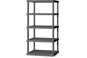 Sterilite 5 Shelf Unit, Heavy-Duty Shelving Storage Rack for Home and Garage, Gray - Multipurpose Plastic Organizer Shelves for Smart Organization