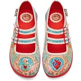 Hot Chocolate Design Whimsical Women's Mary Jane Flats | Round Toe, Adjustable Buckle Strap, Cushioned Arch Support, Vegan, Non-Marking Sole