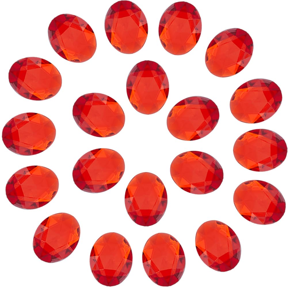 GORGECRAFT 20Pcs Oval Acrylic Rhinestones Flatback Gem Stones Faceted Rhinestone Gems Plastic Jewels Embellishments for Dress Accessories Jewelry Making Costume Garments Arts DIY Crafts Red 40x30mm