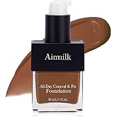 Airmilk Foundation Makeup,30ml with Makeup Sponge Puff (DEEP COOL) | Long Lasting, Brightening Liquid Face Makeup with Salicylic Acid Tattoo Cover, Hydrating, Breathable for All Skin Types