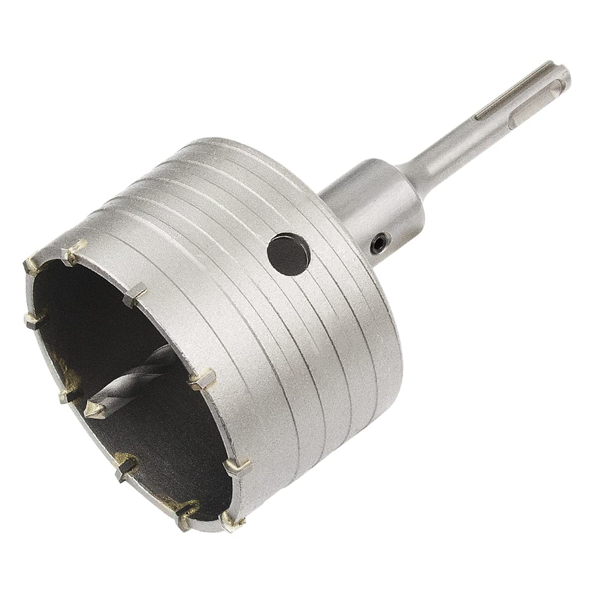 Meccion Carbide Hole Saw Drill Bit, Tungsten Tips Hollow Hole Cutter for Brick, Concrete, Cement Stone Wall (90mm+110mm SDS Plus Adapter)