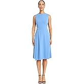 Maggy London Women's Sleeveless Round Neck A-line Princess Seam Fitted Bodice-Wear to Work Dress