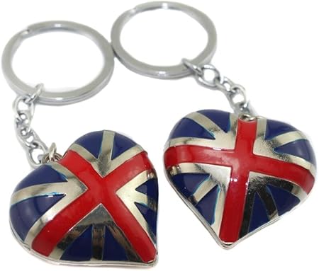Amazon Co Jp Naissant おしゃれ ユニオンジャック ハート型 ペア キーホルダー キーリング 2個セット イギリス ロンドン好きな方に 車 バイク