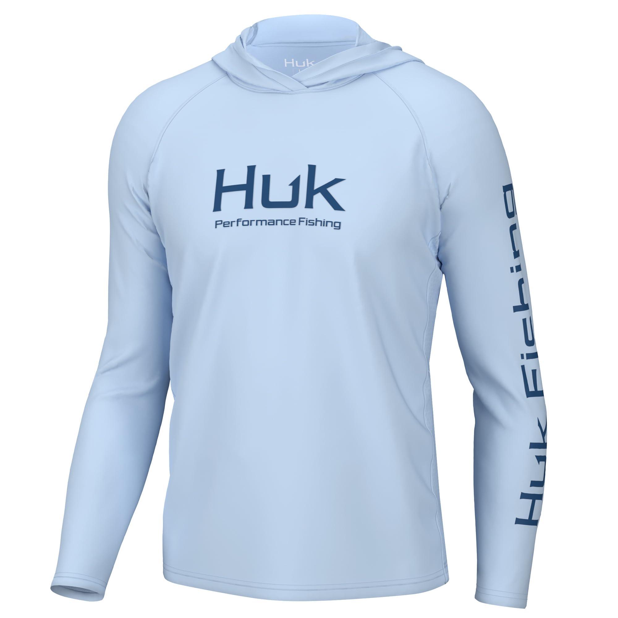 HUK Mens Pursuit Vented Long Sleeve Hoodie, Fishing Shirt with Hood, Ice Water, Large Image