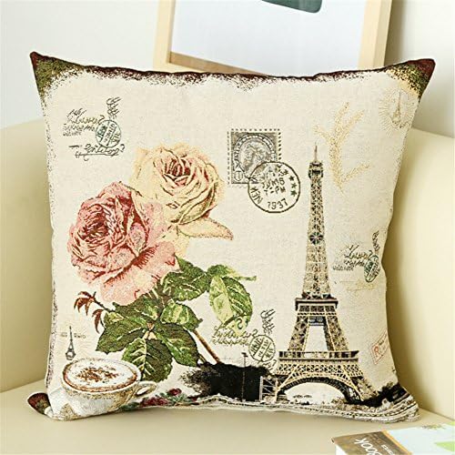 TRAVEPPY Modern Style Decorative Pillows Covers Famous Architecture Pattern Square Cushion Case Pillow Case for Home Sofa Bed Car Cushion Cover Eiffel Tower A
