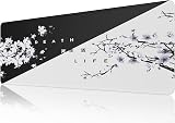 EFISH Black and White Japanese Cherry Tree Blossom Mouse Pad Extended 31.5x11.8