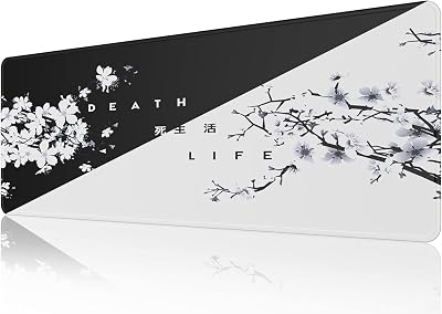 EFISH Black and White Japanese Cherry Tree Blossom Mouse Pad Extended 31.5x11.8