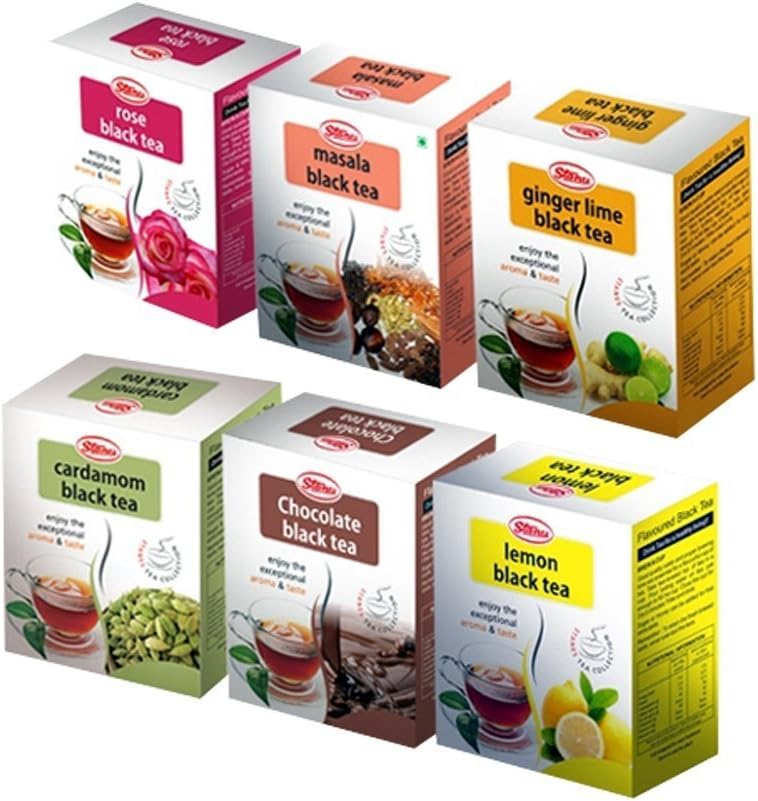 Stanes Flavored Teas 6 pack combo ,Rose ,Masala,Lemon,Ginger lime,Choclate & Cardamom,Fairtrade