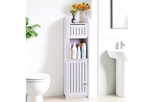 LuiceABC Toilet Paper Holder Stand, Over The Toilet Storage Cabinet for Bathroom, Slim Corner Shelf for Small Space Storage, 