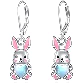 Bunny Earrings Sterling Silver Moonstone Rabbit Earrings Animal Bunny Jewelry Gifts for Women