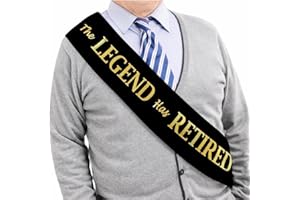 The Legend Has Retired Sash – Elegant Gold Foil Legendary Sashes for Both Women and Men & a Large Safety Pin. Perfect for Ret