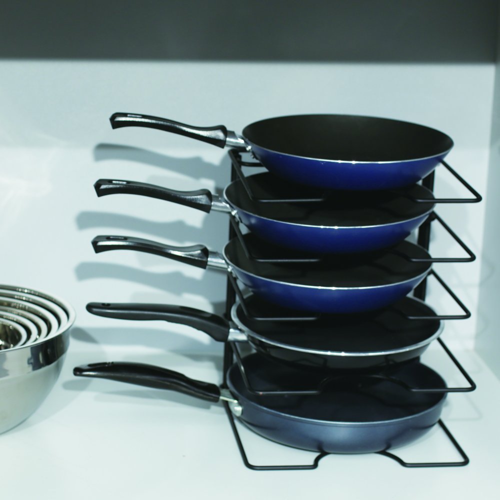 ZESPROKA Kitchen Cabinet Pot and Pan Organizer, Pot Lid Rack, Black