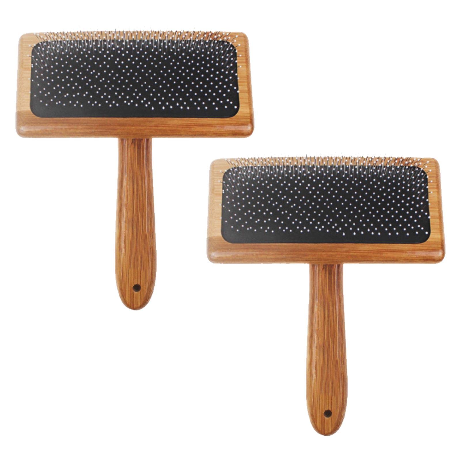 Wool Carders Brush, 2pcs Wooden Carding Brushes Needle Felting Cleaner Comb with Handle for Dogs and Cat/Spinning and Weaving(size:L)