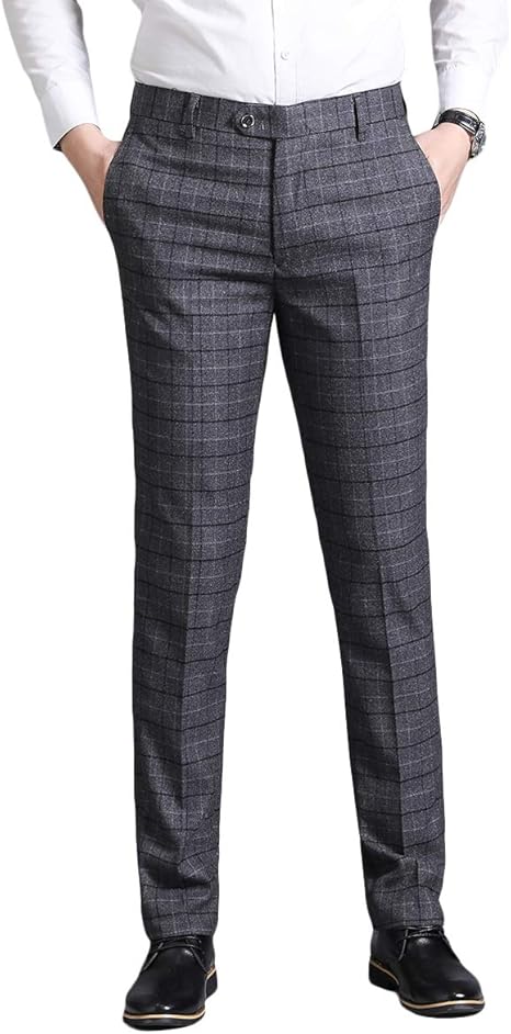 Amazon Yunclos チノパン スキニー ロングパンツ スリム ストレッチ カジュアル チェック柄 メンズ ズボン テーパード パンツ スラックス ロングパンツ 通販