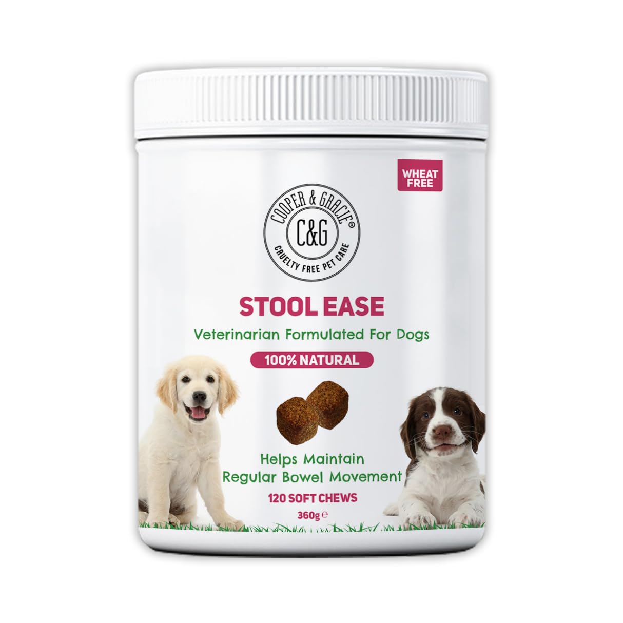 C&G Pets | STOOL EASE FOR DOGS SOFT CHEWS | WHEAT FREE | MAINTAIN REGULAR BOWELS | TASTY MEAT FLAVOUR | HEALTHY STOOLS | VETERINARIAN FORMULATED (120 Soft Chews)