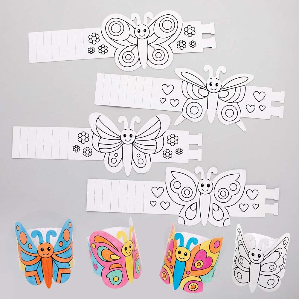 Baker Ross FE149 Butterfly Colour In Bracelet - Pack of 15, Craft for Girls, jewelry Art Set for Kids