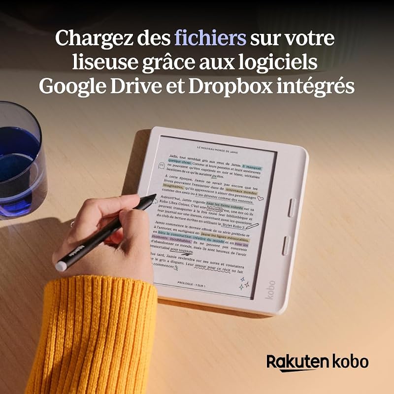 Libra Colour Black | Liseuse eBook Couleur | Écran Couleur E Ink Kaleido™ 3 sans Reflets de 7" | Option Mode Sombre | Étanche | Livres Audio | 32 Go de Stockage | Noir