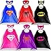 Lazu Superhero Dress Up Costumes 6 Satin Capes with Felt Masks for both Girls and Boys