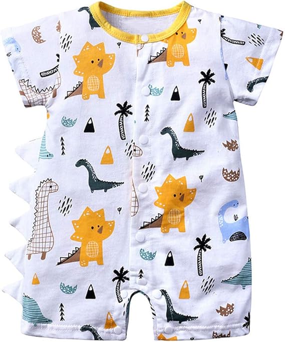 Amazon Co Jp Aliciga ロンパース かわいい 漫画の恐竜柄 3dプリント 前開き 春夏 ベビー服 丸襟 柔らかい 男の子 女の子 肌着 赤ちゃん服 カバーオール キッズ服 新生児 ジャンプスーツ カジュアル 旅行 出産祝い 写真撮影 パジャマ プレゼント 90 ホワイト 服