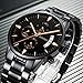 KASHIDUN Men's Watches Luxury Sports Casual Quartz Wristwatches Waterproof Chronograph Calendar Date Stainless Steel Band Black Color (A Black Rose)