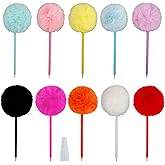 10Pcs Colorful Fluffy Pom Pom Ballpoint Pens - 10 Pack Cute Fluffy Ball Pens for Girls, Party Supplies, and Office Stationery