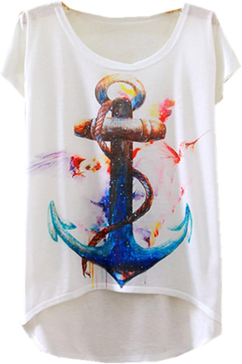 YICHUN Women Girls Thin Tops Leisure T-Shirt Casual Wear Tunic Blouse Tees Printing