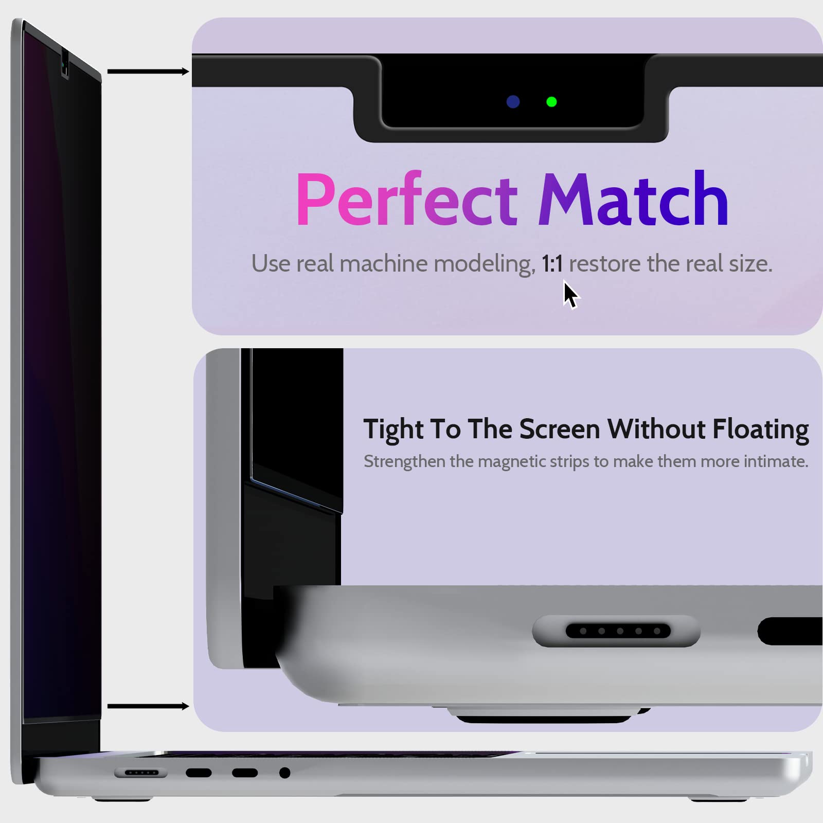 Magnetic Privacy Screen for MacBook Pro 14 Inch (2021-2024, M1, M2, M3, M4), Removable Matte Blue Light Glare Filter for Mac Pro 14.2