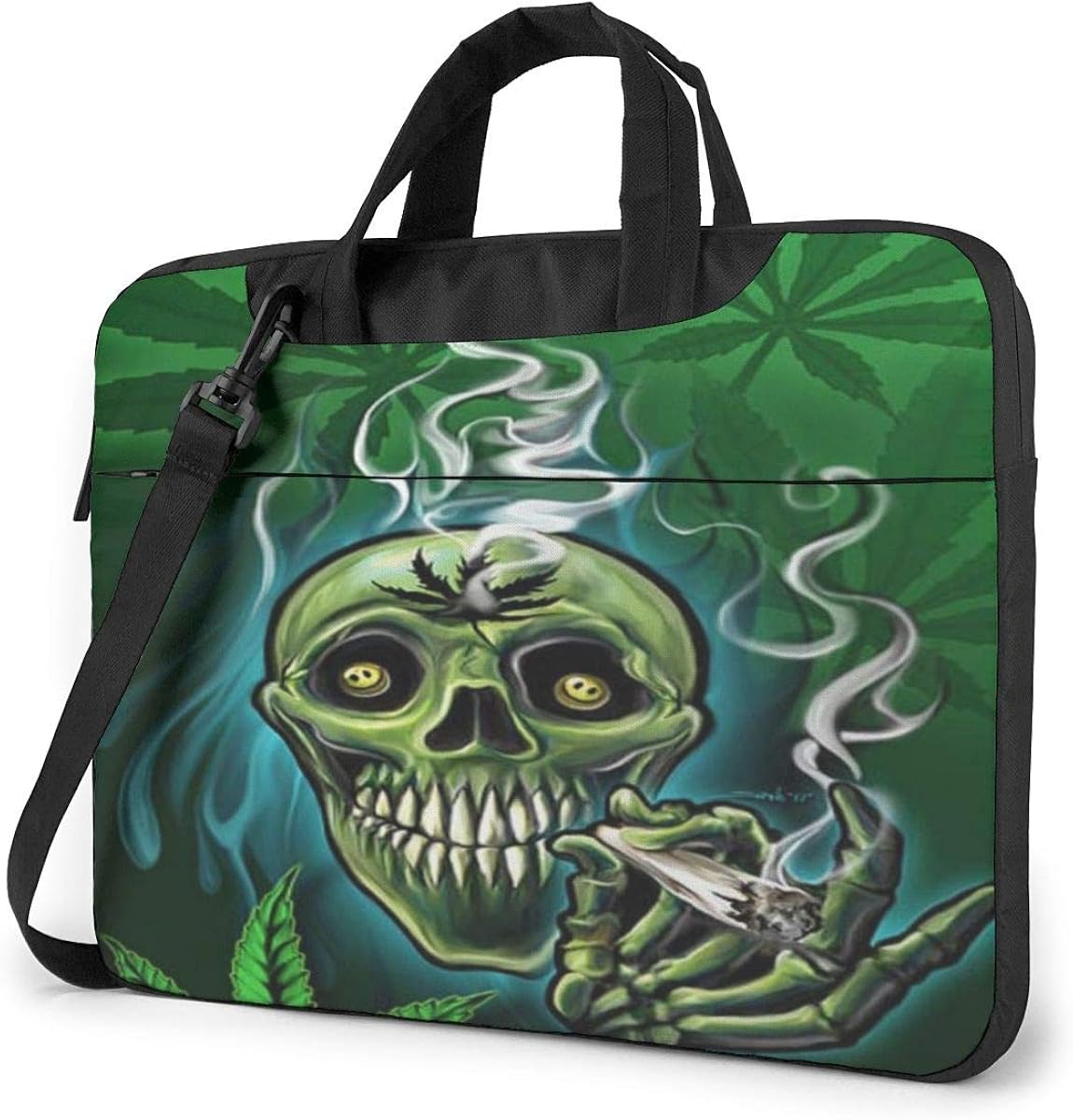 Marijuana Weed Leaf Sugar Skull Laptop Case Messenger Sleeve, 14 Inch