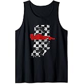 Checkered Flag Indiana with Red Racecar Tank Top
