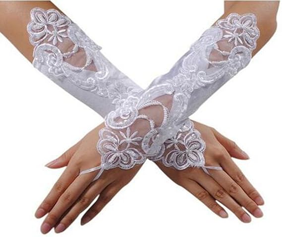Amazon レディース グローブ 指なし手袋 ウェディング ネイル手袋 ロング オシャレ グローブ 花嫁 結婚式 優雅 人気 結婚プレゼント ブライダルグローブ ホワイト 手袋 通販
