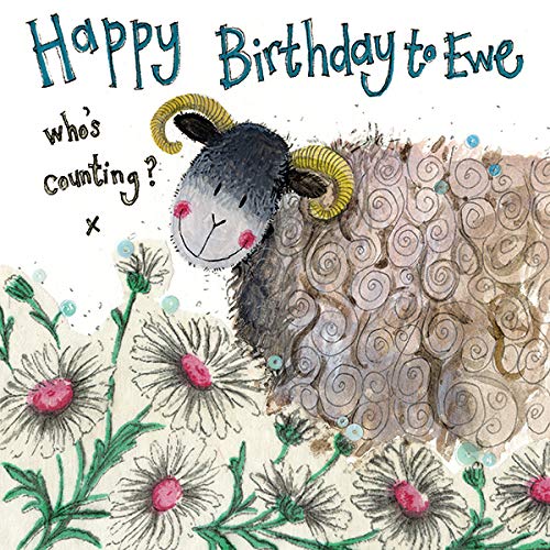 Alex Clark Happy Birthday Counting Sheep Card - Ewe - Floral - Farm Yard - Nature - Cards To Celebrate - Designed and Printed in the UK…